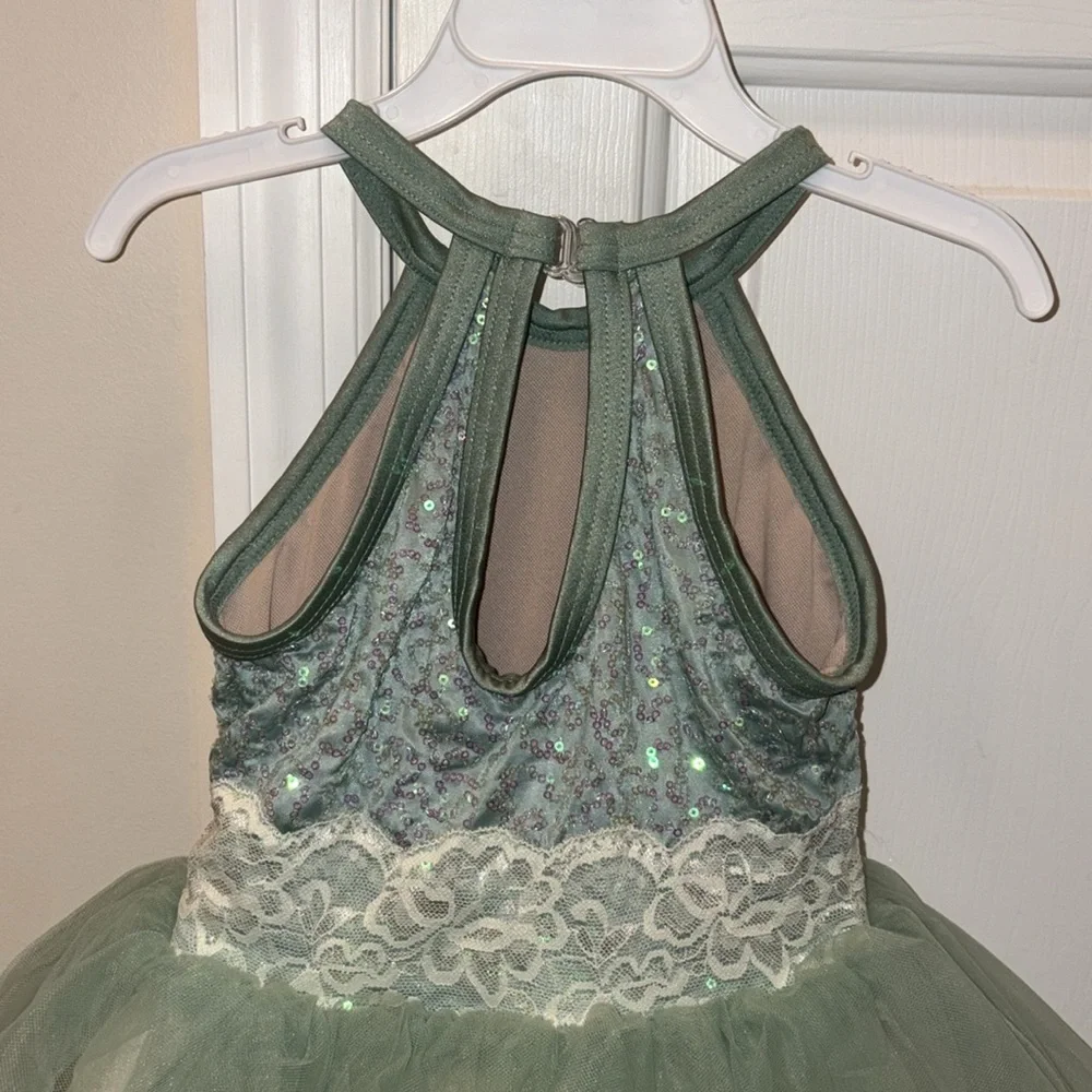 Girls Elegant Green Costume Dress